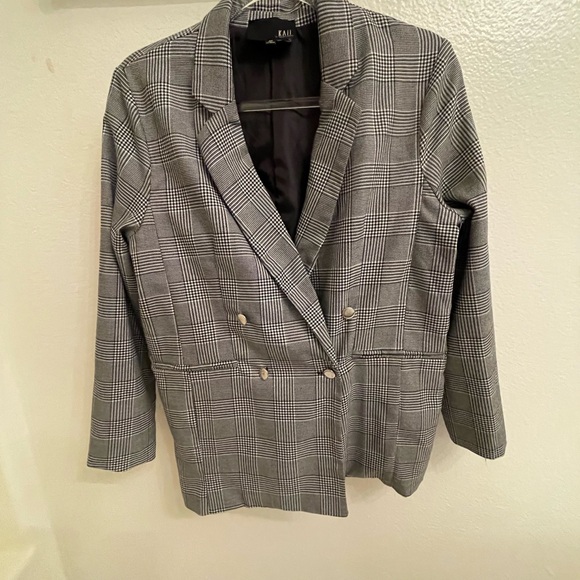 Women’s Stripe Checkered Blazer- Black & White, Size: Medium 🖤🤍 - Picture 1 of 4